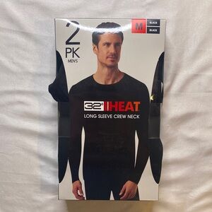 32 Degrees Men's Black Crew Neck Long Sleeve 2 Pack